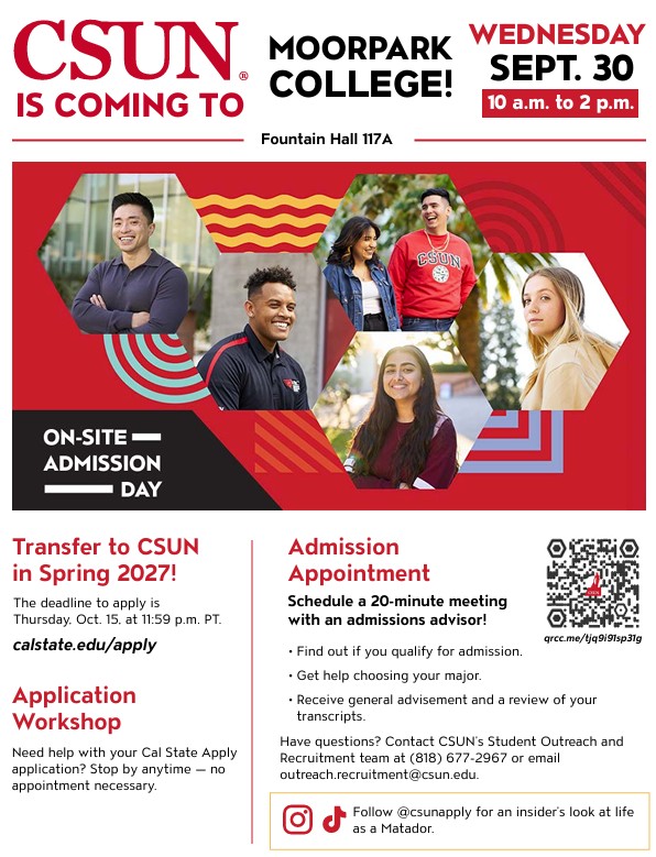 CSUN On Site Admission Event Wednesday, September 30th